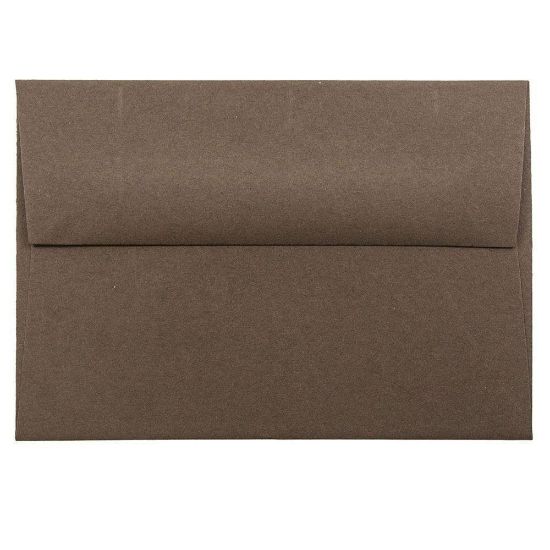 Picture of JAM Paper Booklet Envelopes, #4 Bar (A1), Gummed Seal, 100% Recycled, Chocolate Brown, Pack Of 25