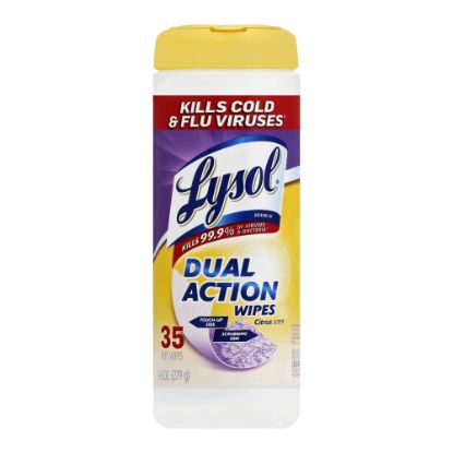 Picture of Lysol Dual Action Wipes - For Multi Surface - Citrus Scent - 35 / Canister - 1 Each - White/Purple