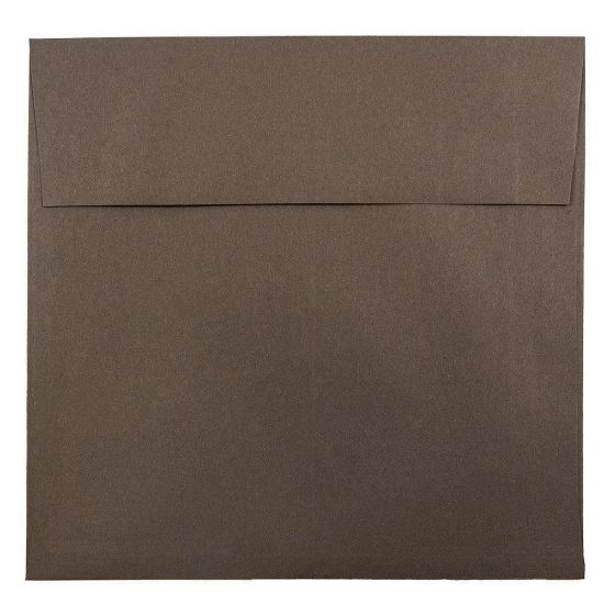 Picture of JAM Paper Color Square Invitation Envelopes, 8 1/2in x 8 1/2in, Gummed Seal, 100% Recycled, Chocolate Brown, Pack Of 25