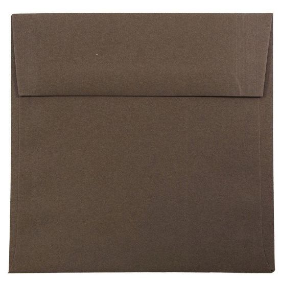 Picture of JAM Paper Color Square Invitation Envelopes, #6, Gummed Seal, 100% Recycled, Chocolate Brown, Pack Of 25