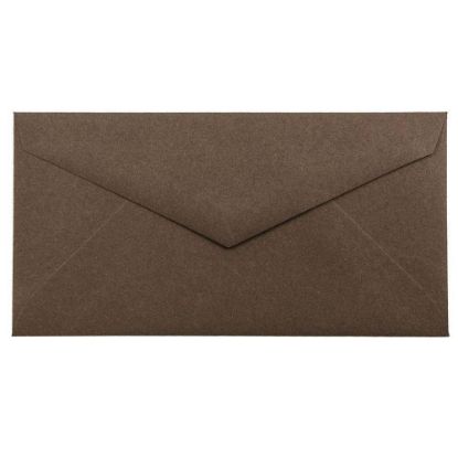 Picture of JAM Paper Booklet Envelopes, #7 3/4 Monarch, V-Flap, Gummed Seal, 100% Recycled, Chocolate Brown, Pack Of 25