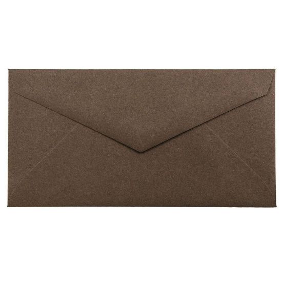 Picture of JAM Paper Booklet Envelopes, #7 3/4 Monarch, V-Flap, Gummed Seal, 100% Recycled, Chocolate Brown, Pack Of 25