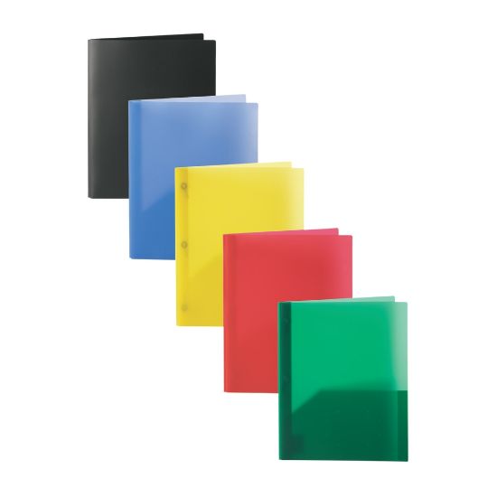 Picture of Office Depot Brand 2-Pocket School-Grade Poly Folder with Prongs, Letter Size, Assorted Colors, Pack Of 10