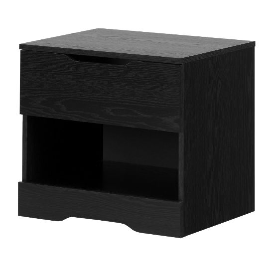 Picture of South Shore Holland 1-Drawer Nightstand, 19-3/4inH x 22-1/4inW x 17inD, Black Oak