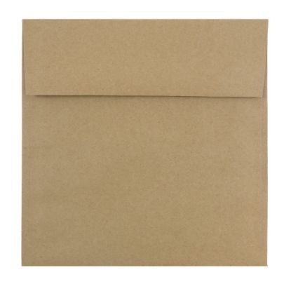 Picture of JAM Paper Square Invitation Envelopes 8 1/2in x 8 1/2in, Gummed Seal, 100% Recycled, Brown Kraft Paper Bag, Pack Of 25