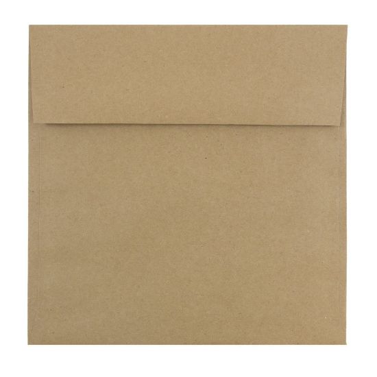 Picture of JAM Paper Square Invitation Envelopes 8 1/2in x 8 1/2in, Gummed Seal, 100% Recycled, Brown Kraft Paper Bag, Pack Of 25