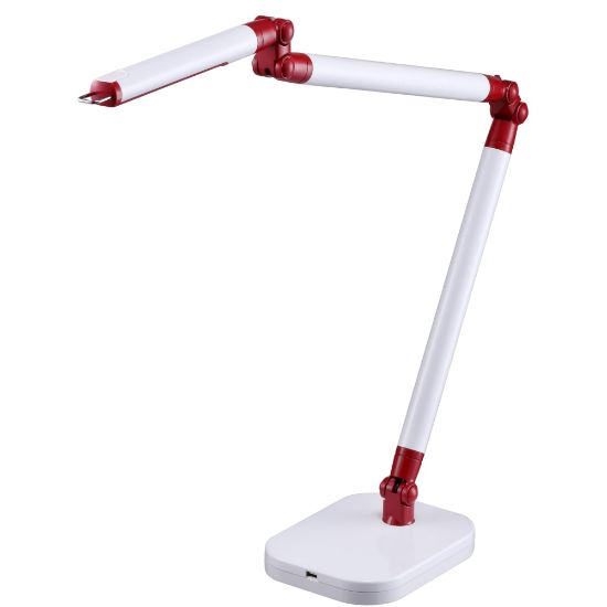 Picture of BLACK+DECKER PureOptics Summit Flex Ultra Reach LED Clamp-On Desk Lamp, Adjustable, 29 1/2inH, Red/White