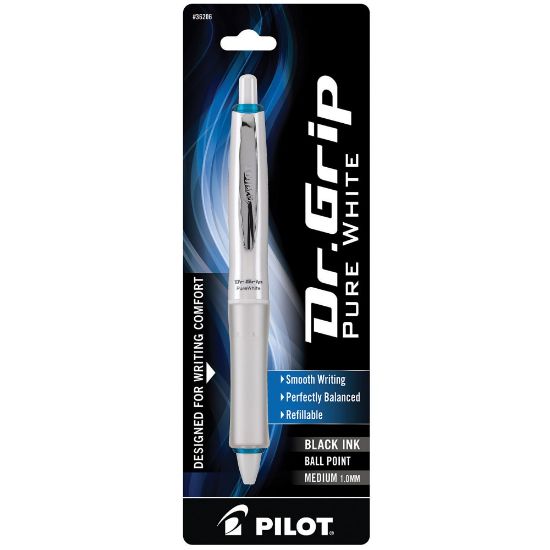 Picture of Pilot Dr. Grip Retractable Ballpoint Pen, Medium Point, 1.0 mm, White Barrel, Black Ink