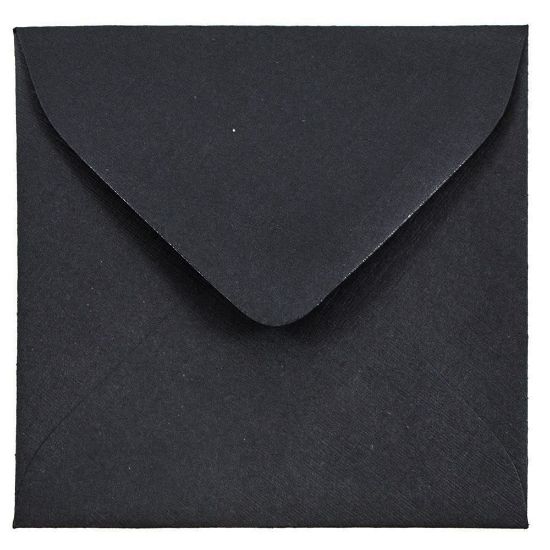 Picture of JAM Paper Square Linen Envelopes, 3 1/8in x 3 1/8in, Gummed Seal, 30% Recycled, Black, Pack Of 25