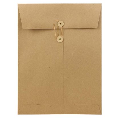 Picture of JAM Paper Open-End 9in x 12in Manila Catalog Envelopes, Button & String Closure, 100% Recycled, Brown Kraft, Pack Of 25