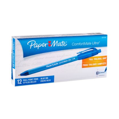 Picture of Paper Mate Comfortmate Ultra Retractable Ballpoint Pens, Medium Point, 1.0 mm, Blue Barrel, Blue Ink, Pack Of 12