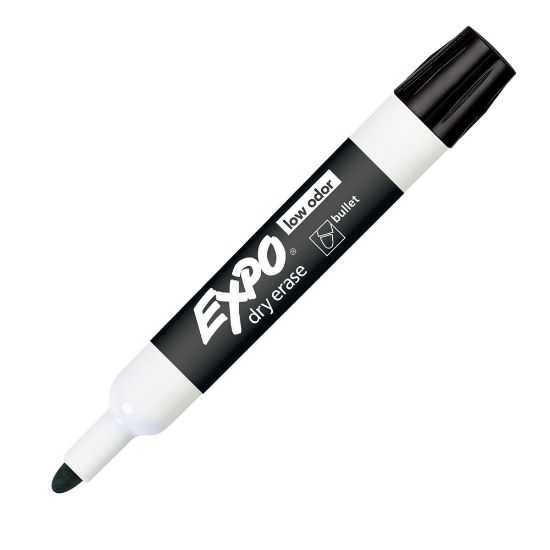 Picture of EXPO Low-Odor Dry-Erase Markers, Bullet Point, Black, Pack Of 12