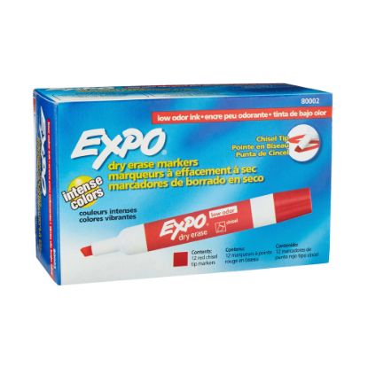 Picture of EXPO Low-Odor Dry-Erase Markers, Chisel Point, Red, Pack Of 12