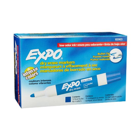 Picture of EXPO Low-Odor Dry-Erase Markers, Bullet Point, Blue, Pack Of 12