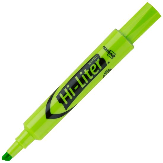 Picture of Avery Hi-Liter Highlighters, SmearSafe, Chisel Tip, Desk-Style, Fluorescent Green, Box Of 12