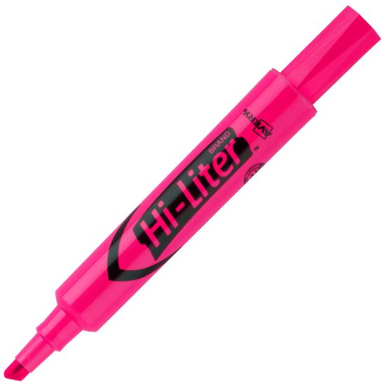 Picture of Avery Hi-Liter Highlighters, SmearSafe, Chisel Tip, Desk-Style, Fluorescent Pink, Box Of 12