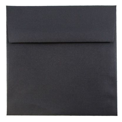 Picture of JAM Paper Square Linen Envelopes, 5 1/2in x 5 1/2in, Gummed Seal, 30% Recycled, Black, Pack Of 25