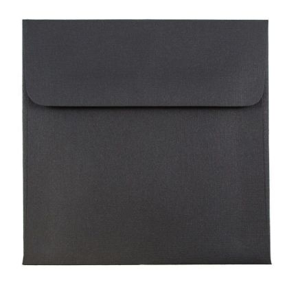 Picture of JAM Paper Square Linen Envelopes, 5in x 5in, Gummed Seal, 30% Recycled, Black, Pack Of 25