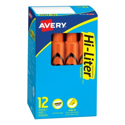 Picture of Avery Hi-Liter Desk-Style Highlighters, Fluorescent Orange, Box Of 12