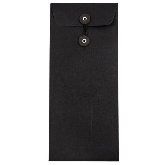 Picture of JAM Paper Policy #10 Envelopes, Button & String Closure, 30% Recycled, Black Linen, Pack Of 25