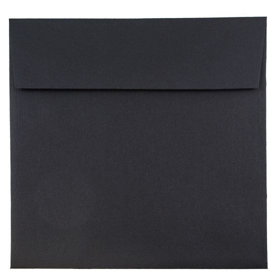 Picture of JAM Paper Square Linen Envelopes, 9in x 9in, Gummed Seal, 30% Recycled, Black, Pack Of 25