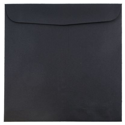 Picture of JAM Paper Square Linen Envelopes, 9 1/2in x 9 1/2in, Gummed Seal, 30% Recycled, Black, Pack Of 25