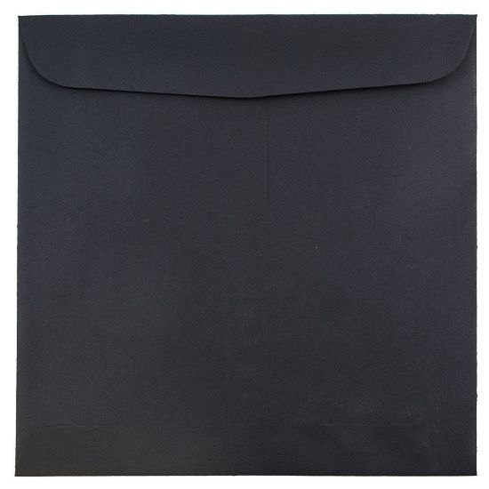 Picture of JAM Paper Square Linen Envelopes, 9 1/2in x 9 1/2in, Gummed Seal, 30% Recycled, Black, Pack Of 25