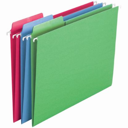 Picture of Smead Erasable FasTab Hanging Folders, Letter Size, Assorted Colors, Box Of 18