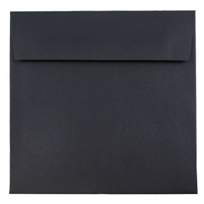 Picture of JAM Paper Square Linen Envelopes, 6 1/2in x 6 1/2in, Gummed Seal, 30% Recycled, Black, Pack Of 25