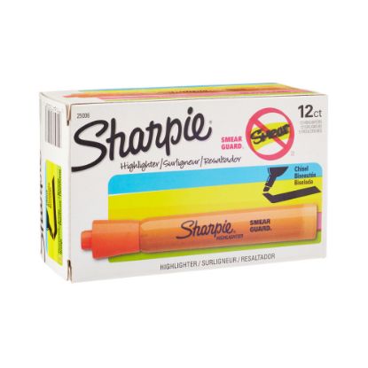 Picture of Sharpie Tank Style Highlighters, Chisel Tip, Fluorescent Orange, Box of 12