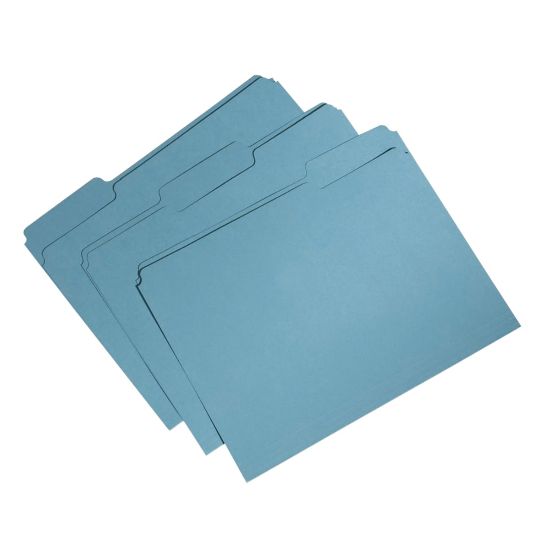 Picture of SKILCRAFT Single-Ply Top File Folders, 100% Recycled, Blue, Box Of 100 (AbilityOne 7530-01-566-4131)