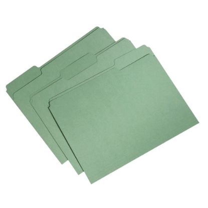 Picture of SKILCRAFT Single-Ply Top File Folders, 100% Recycled, Green, Box Of 100 (AbilityOne 7530-01-566-4132)