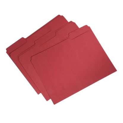 Picture of SKILCRAFT Single-Ply Top File Folders, 100% Recycled, Red, Box Of 100 (AbilityOne 7530-01-566-4134)