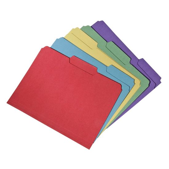 Picture of SKILCRAFT File Folders, Assorted Colors, Box Of 100, (AbilityOne 7530-01-566-4143)