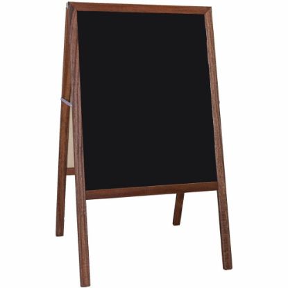 Picture of Flipside Stained Black Chalkboard Easel, 42in x 24in, Brown Wood Frame