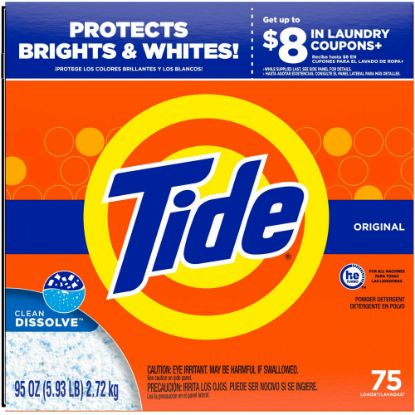 Picture of Tide Powder Laundry Detergent - For Clothing, Laundry - Concentrate - 95 oz (5.94 lb) - Original Scent - 1 / Box - Orange