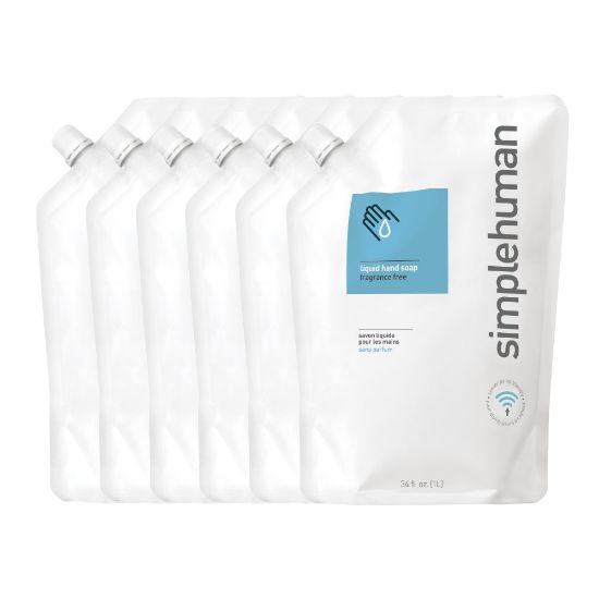 Picture of simplehuman Moisturizing Liquid Hand Soap, Unscented, 34 Oz, Carton Of 6 Pouches