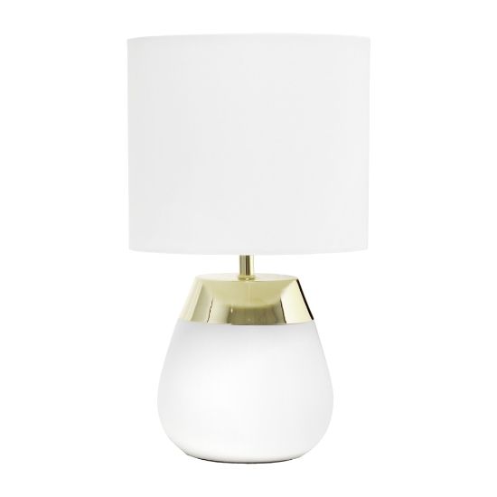 Picture of Simple Designs 2-Toned Touch Table Lamp, 14inH, White Shade/Gold and White Base