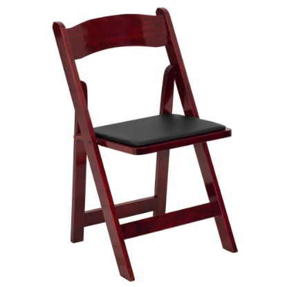 Picture of Flash Furniture HERCULES Wood Folding Chair With Vinyl Seat, Mahogany