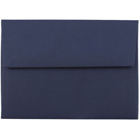 Picture of JAM Paper Booklet Envelopes, #4 Bar (A1), Gummed Seal, Navy Blue, Pack Of 25