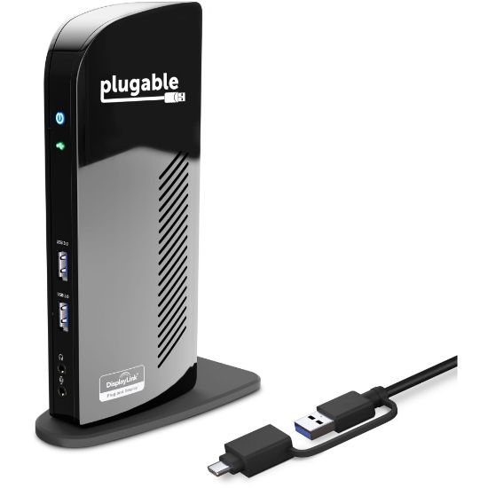 Picture of Plugable Laptop Docking Station Dual Monitor for USB-C or USB 3.0 - (Dual HDMI, 6x USB Ports, Gigabit Ethernet, Audio), TAA Compliant