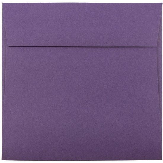 Picture of JAM Paper Color Square Invitation Envelopes, 6in x 6in, Gummed Seal, Dark Purple, Pack Of 25