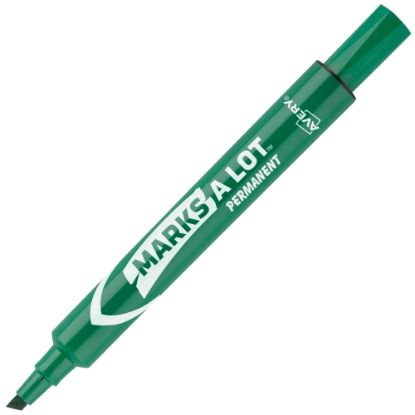 Picture of Avery Marks A Lot Permanent Markers, Chisel Tip, Large Desk-Style Size, Green, Pack Of 12