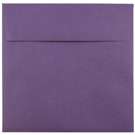 Picture of JAM Paper Color Square Invitation Envelopes, 8 1/2in x 8 1/2in, Gummed Seal, Dark Purple, Pack Of 25