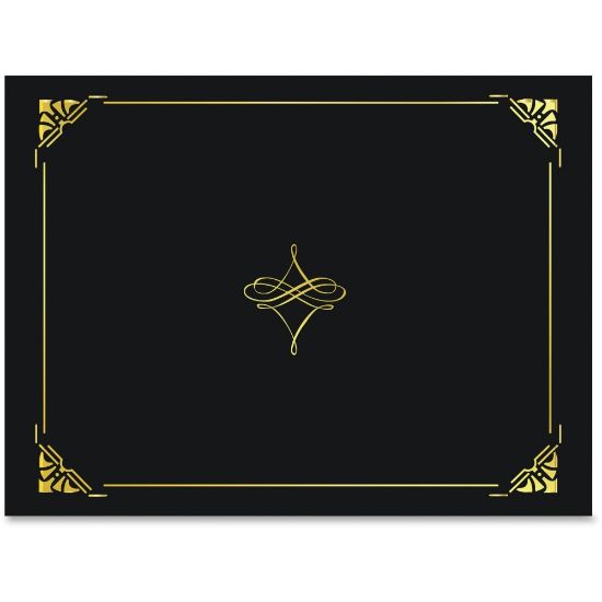 Picture of Geographics Letter Recycled Certificate Holder - 8 1/2in x 11in - Black, Gold - 30% Recycled - 5 / Pack