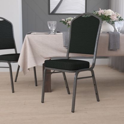 Picture of Flash Furniture HERCULES Fabric Crown-Back Stacking Banquet Chair, Black Dot/Silver