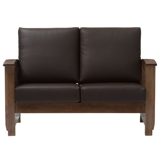 Picture of Baxton Studio Alina Loveseat, Dark Brown/Dark Walnut