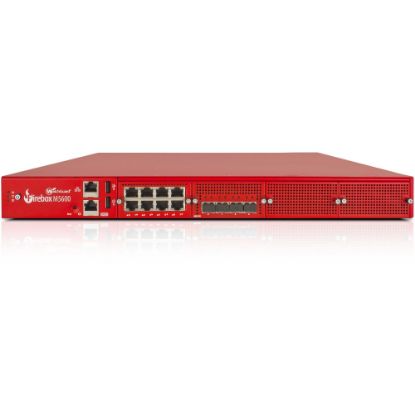 Picture of Trade up to WatchGuard Firebox M5600 with 1-yr Basic Security Suite - 8 Port - 10GBase-X 10 Gigabit Ethernet; 1000Base-T - RSA; AES (256-bit); DES; SHA-2; AES (192-bit); AES (128-bit); 3DES - 8 x RJ-45 - 6 - SFP+ - 4 x SFP+ - Rack-mountable