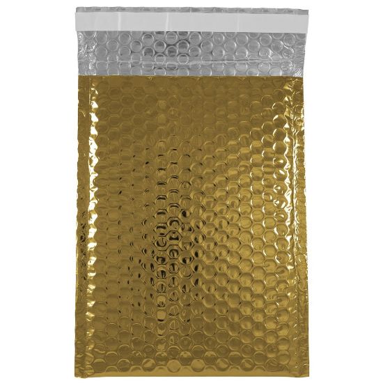 Picture of JAM Paper Open-End Metallic Bubble Envelopes, 6 3/8in x 9 1/2in x 1/2in, Gold, Pack Of 12