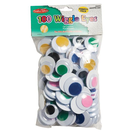 Picture of Charles Leonard Jumbo Round Wiggle Eyes, Assorted Colors And Sizes, 100 Per Bag, Pack Of 2 Bags